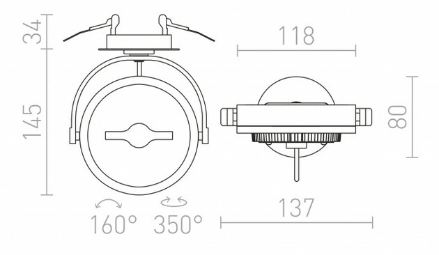 RENDL KELLY LED DIMM polozápustná bílá 230V LED 12W 24° 3000K R12637