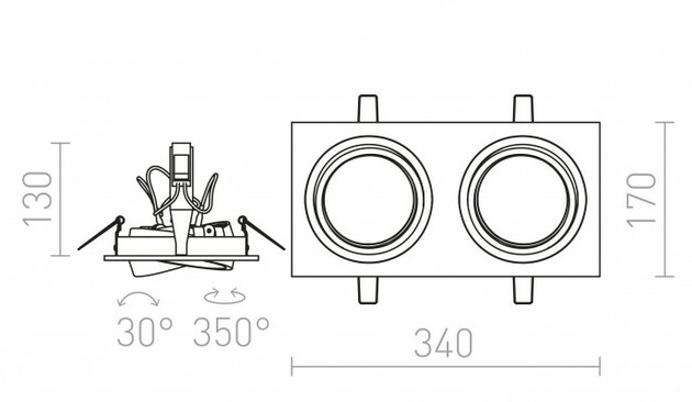 RENDL PASADENA G53 SQ II bílá 12V G53 2x50W R12703