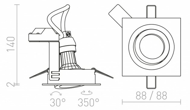 RENDL MURO SQ zápustná matný nikl 230V GU10 50W R12748