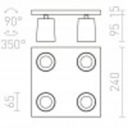 RENDL KENNY IV stropní bílá/černá 230V GU10 4x35W R12921