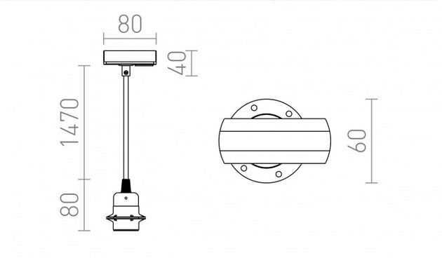 RENDL ELISA pro jednookr. lištu ČA1+LK+ČCHO 230V E27 28W R13202