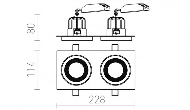 RENDL SHARM SQ II zápustná bílá měď 230V LED 2x10W 24° 3000K R13255