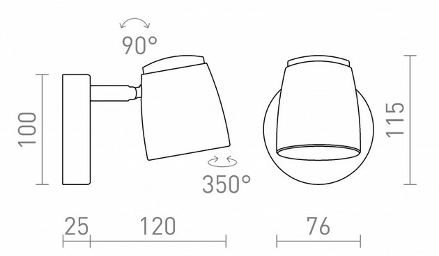 RENDL JOLI I nástěnná černá 230V LED GU10 10W R13556