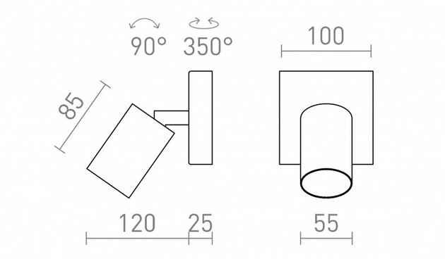 RENDL DUDE SQ přisazená bílá 230V LED GU10 9W R13920