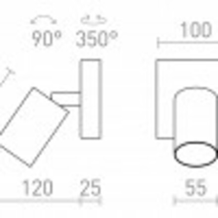 RENDL DUDE SQ přisazená černá 230V LED GU10 9W R13921