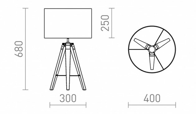 RENDL ALVIS/RON 40 stolní Polycotton bílá/bambus 230V E27 11W R14042