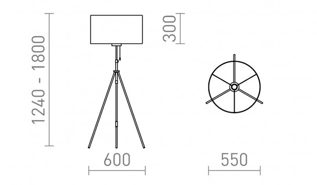 RENDL LUTON/RON 55 stojanová Polycotton bílá/černá/kov 230V E27 11W R14067