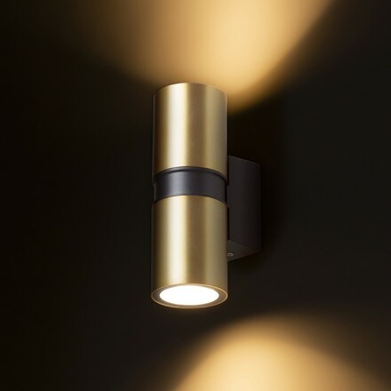 RENDL MANO nástěnná česaná mosaz/černá 230V GU10 2x8W IP54 R14127