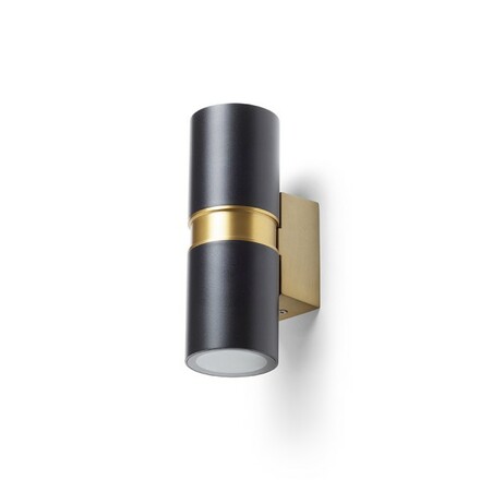 RENDL MANO nástěnná černá/česaná mosaz 230V GU10 2x8W IP54 R14128
