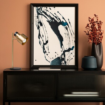 RENDL DIVINA stolní lampa mosaz/dekor černý mramor 230V E27 5W R14261
