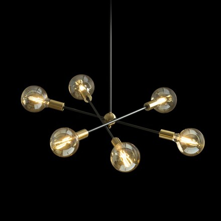 RENDL ARTEMIA 6 svítidlo na tyči černá česaná mosaz 230V E27 6x15W R14398