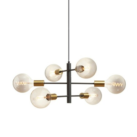 RENDL ARTEMIA 6 závěsné svítidlo černá česaná mosaz 230V E27 6x15W R14399
