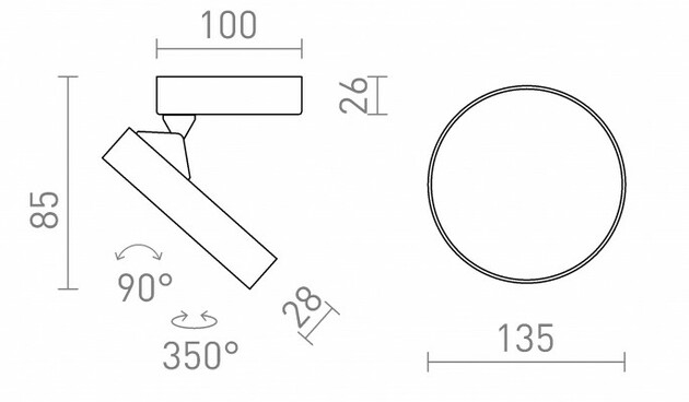 RENDL ARETHA přisazené svítidlo černá 230V LED 12W 3000K R14422