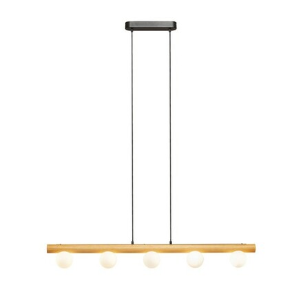 RENDL NOCTIS závěsné svítidlo dřevo/opálové sklo 230V G9 5x7W R14460