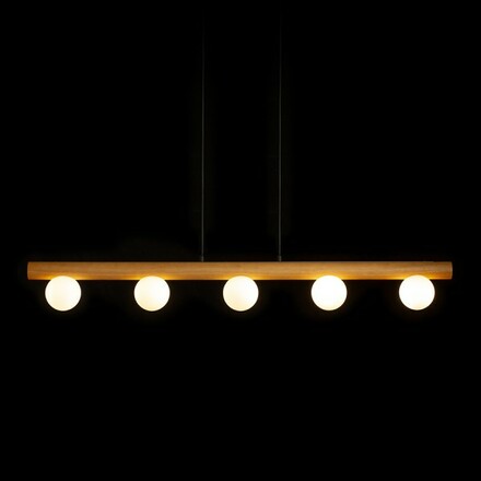 RENDL NOCTIS závěsné svítidlo dřevo/opálové sklo 230V G9 5x7W R14460