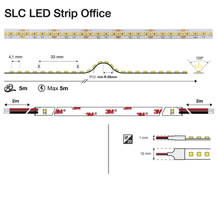 SLC LED pásek do kanceláře 16W/m 2800lm/m 4000K Ra80 IP20 5m