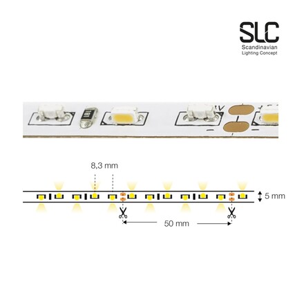 LED pásek SLC LED STRIP DOUBLE SIDE MONO CV 120 5M 5MM 9,6W 650LM 830 IP20