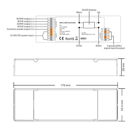 SLC Controller 4x5A 12-36V 480W DALI IP20 RGBW/TW