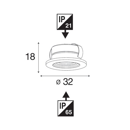 SLC vestavné LED svítidlo MiniOne Fixed 2,1 W 3 V 2700 K stmívatelné IP65 32 mm 45° Ra90 bílé