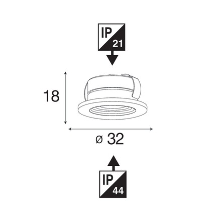 SLC vestavné LED svítidlo MiniOne Fixed 2,1 W 3 V 3000 K stmívatelné IP44 32 mm 100° Ra90 bílé