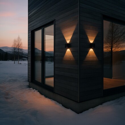 SLC venkovní nástěnné LED svítidlo Shadow se zásuvkami 787lm 2700/3000/4000K stmívatelné černé IP65