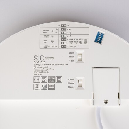 SLC stropní LED svítidlo Space 300 mm bílé 2670lm 2700/3200/4000K čidlo PIR IP20 opál