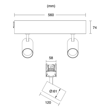 SLC LED svítidlo Click 560 Spot modul 2x15W bílé 2400lm 3000/4000K Ra90 DALI IP20