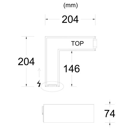 SLC LED svítidlo Click rohová spojka pravá černá 1200-1300lm 3000/4000K Ra90 DALI IP20