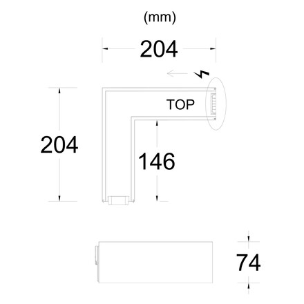 SLC LED svítidlo Click rohová spojka levá černá 1200-1300lm 3000/4000K Ra90 DALI IP20