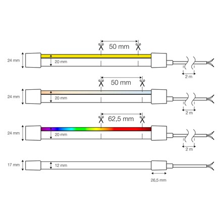 LED pásek SLC NEON FLEX SIDE RGB+W 3000K 15W 295LM 1-5M IP67