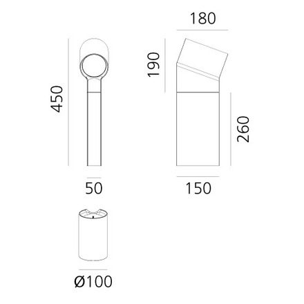 Artemide venkovní svítidlo Oblique Bollard 45 20 W 3000K