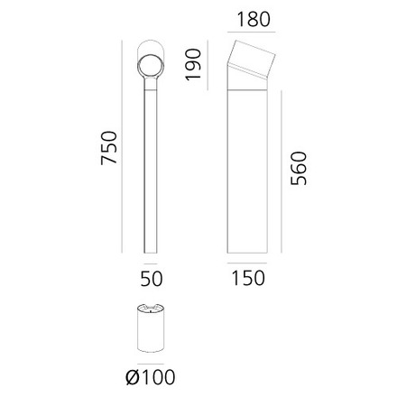 Artemide venkovní svítidlo Oblique Bollard 75 23 W 3000K