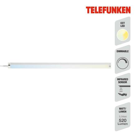 BRILONER TELEFUNKEN CCT svítidlo pod skříňku s čidlem, 50 cm, 5,5 W, 520 lm, bílé TF 202706TF