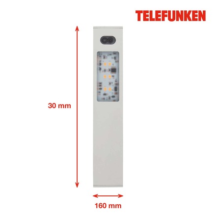 BRILONER TELEFUNKEN 3ks sada senzor nábytkové skříňkové svítidlo, 16 cm, 2,5 W, 180 lm, hliník TF 203609TF