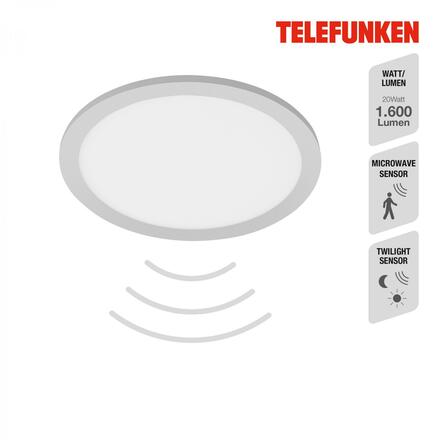 BRILONER TELEFUNKEN svítidlo LED panel s čidlem, pr. 30 cm, 20 W, matný chrom-bílé TF 309004TF