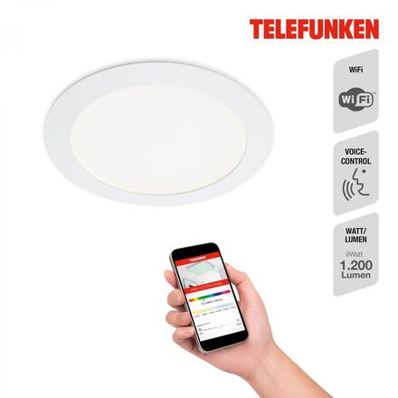 TELEFUNKEN LED Smart vestavné svítidlo pr. 17 cm 12W 1200lm bílé 309406TF