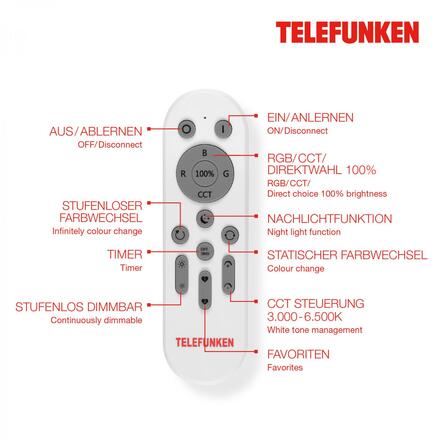 TELEFUNKEN RGB CCT dálkový ovladač 15,5 cm bílé 309800TF