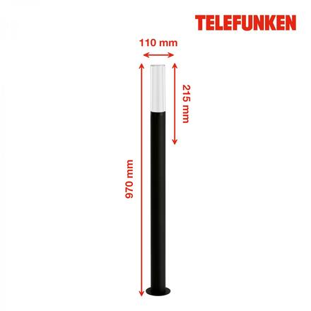 BRILONER TELEFUNKEN LED venkovní stojací svítidlo pr. 11 cm 8W 850lm černá TF 311505TF