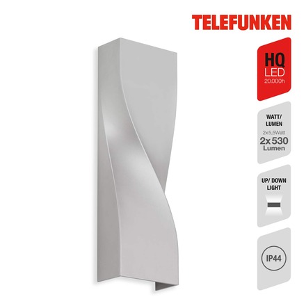 BRILONER TELEFUNKEN LED venkovní svítidlo 26 cm 2x5,5W 530lm stříbrná TF 312704TF