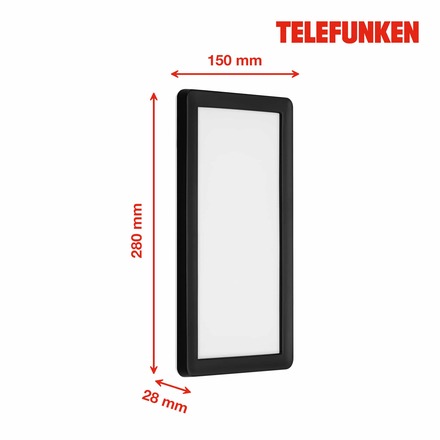 BRILONER TELEFUNKEN LED venkovní svítidlo 28 cm 16W 2000lm černá TF 313605TF