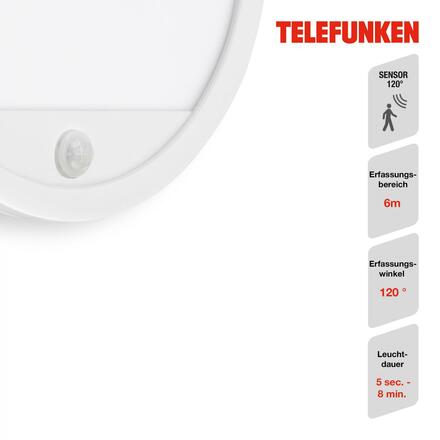 BRILONER TELEFUNKEN LED venkovní svítidlo pr. 28 cm 15W 2000lm bílé TF 313706TF