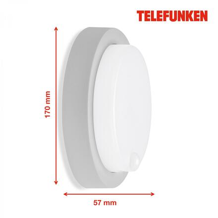 BRILONER TELEFUNKEN LED venkovní nástěnné svítidlo s čidlem, pr. 17 cm, 12 W, stříbrná TF 315304TF