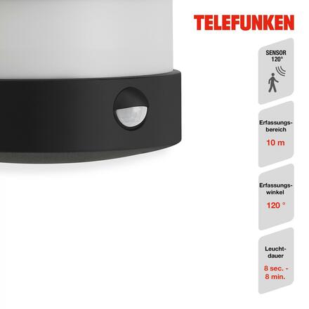 BRILONER TELEFUNKEN LED venkovní svítidlo 24,5 cm 12W 1200lm černá TF 315505TF