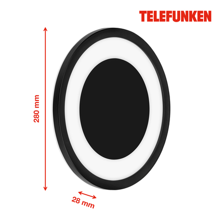 BRILONER TELEFUNKEN přímé a nepřímé osvětlení LED venkovní nástěnné svítidlo pr. 28 cm černá 15W TF 315805TF