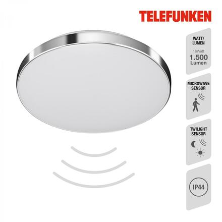 BRILONER TELEFUNKEN LED stropní svítidlo s čidlem, pr. 29 cm, 16 W, bílé-chrom IP44 TF 318408TF