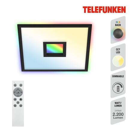 BRILONER TELEFUNKEN svítidlo LED panel, paměť, dálkový ovladač, RGB, časovač, přímé a nepřímé osvětlení 319405TF