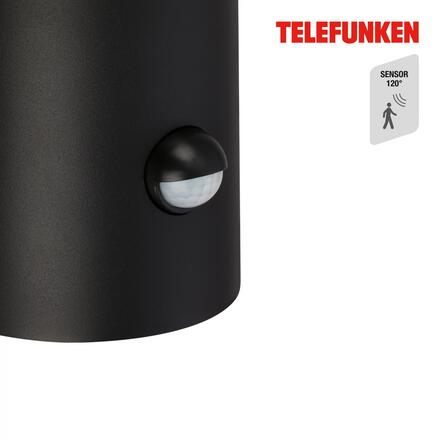 BRILONER TELEFUNKEN venkovní nástěnné svítidlo, pohybové čidlo, ochrana proti stříkající vodě, difuzor, černé 322305TF