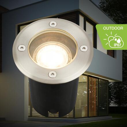 BRILONER TELEFUNKEN venkovní svítidlo do země, vodotěsné IP67, tvrzené sklo, GU10 patice, kruhové 322702TF