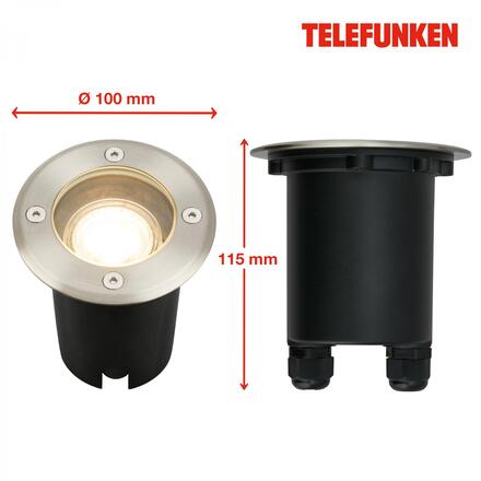 BRILONER TELEFUNKEN venkovní svítidlo do země, vodotěsné IP67, tvrzené sklo, GU10 patice, kruhové 322702TF