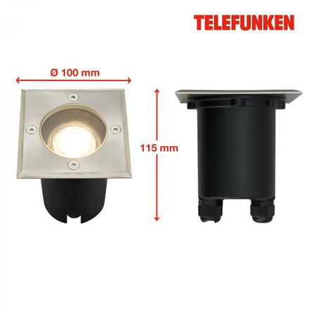 BRILONER TELEFUNKEN venkovní svítidlo do země, vodotěsné IP67, tvrzené sklo, GU10 patice, hranaté 322802TF